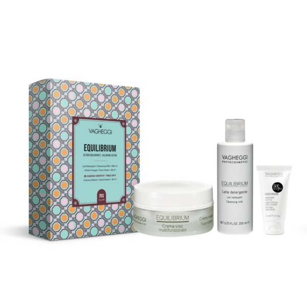Vagheggi Coffret de Noël édition limitée Equilibrium 

ACTION ÉQUILIBRANTE

Lait Nettoyant 200 ml
Crème Visage 50 ml
Crème à Mains 30 ml CADEAU!
